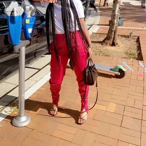 Hot Pink Side Split Suit Pants